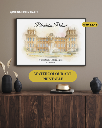 Watercolour Portrait from Photo | Live Preview | Wedding Venue Print | External Impression